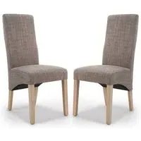 Basrah Wave Back Dining Chairs - Oatmeal, Fabric