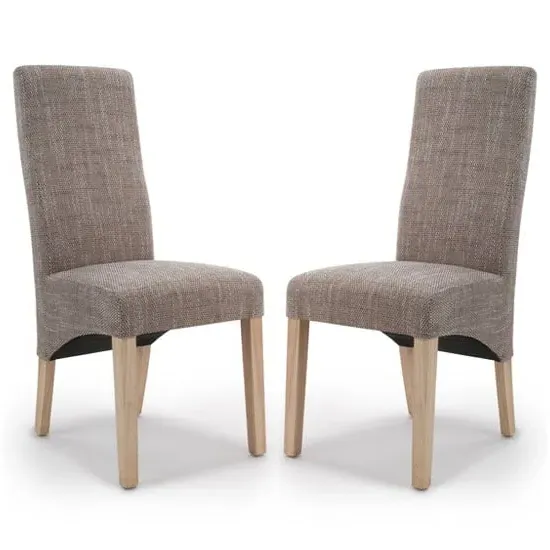 Basrah Wave Back Dining Chairs - Oatmeal, Fabric