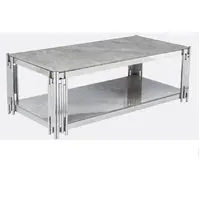 Bastia Coffee Table with Chrome Frame - Grey, Sintered Stone