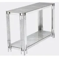Bastia Console Table with Chrome Frame - Grey, Sintered Stone