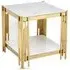 Bastia Square End Table with Gold Frame - White, Sintered Stone