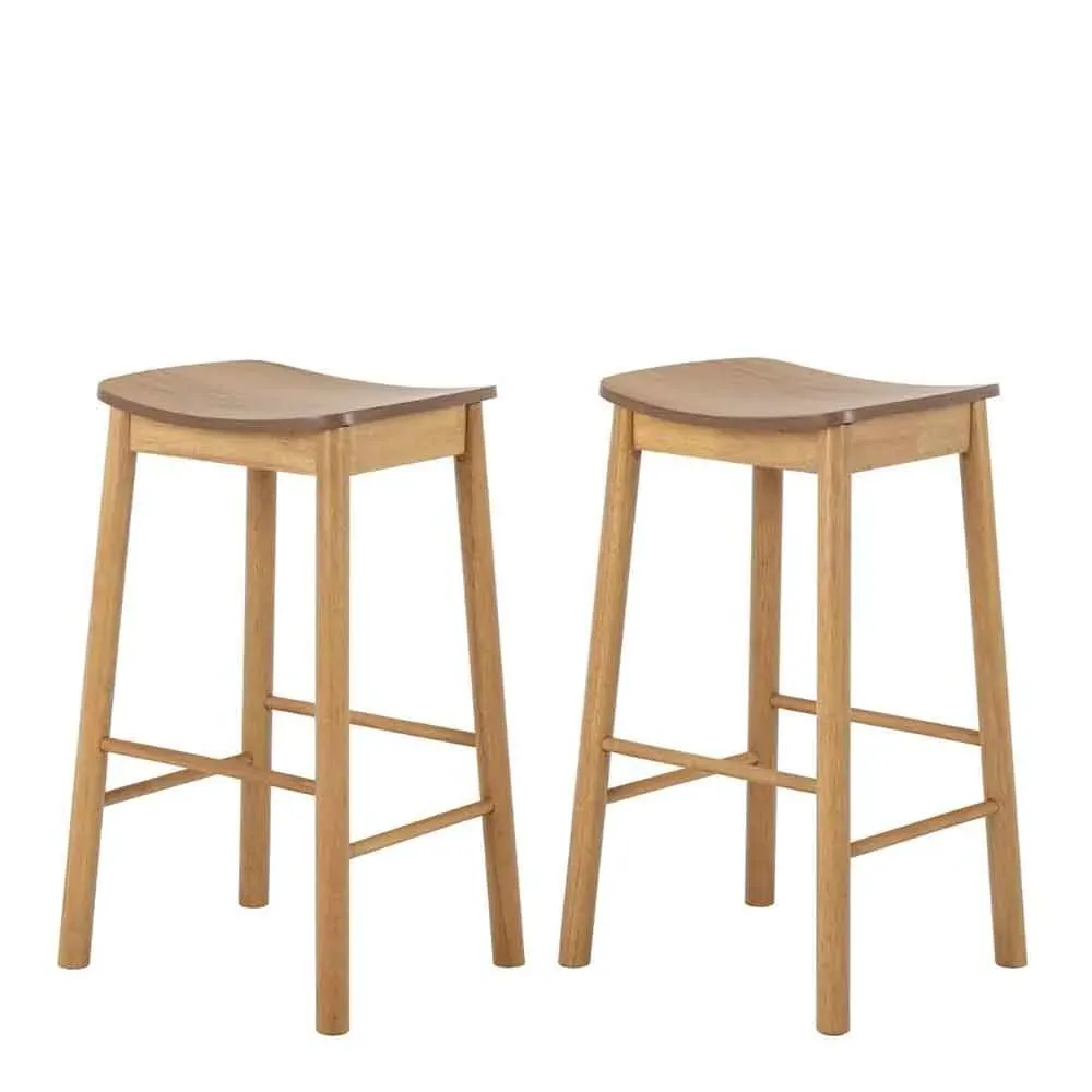Bastrop Bar Stools without Back - Matt Oak, Pair