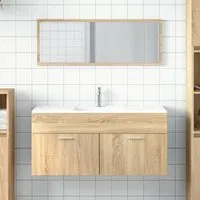 Bastrop Bathroom Cabinet with Mirror - Sonoma Oak, Engineered Wood alternate view