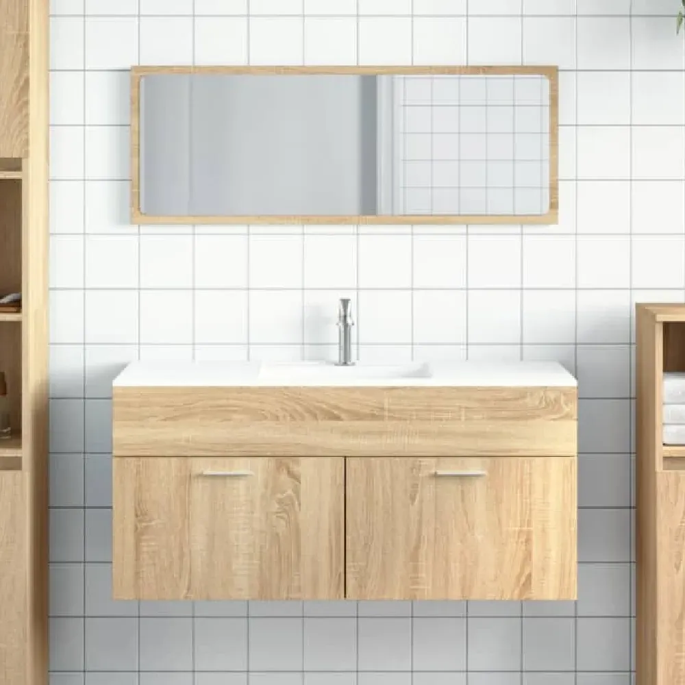 Bastrop Bathroom Cabinet with Mirror - Sonoma Oak, Engineered Wood product