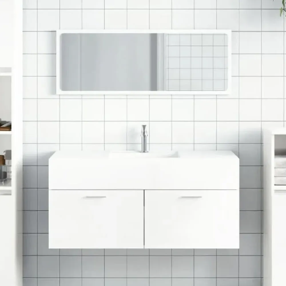 Bastrop Bathroom Cabinet with Mirror - White, High Gloss