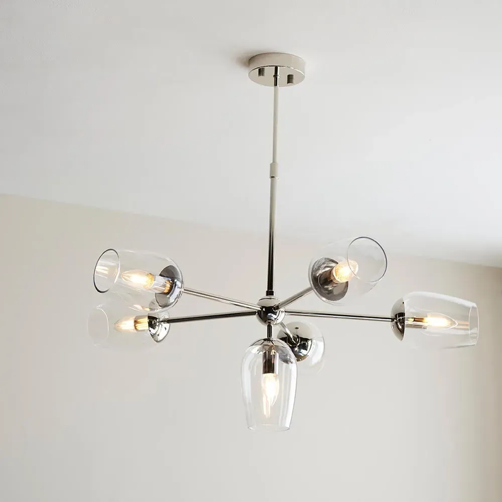 Bastrop Clear Glass Pendant Ceiling Light - Bright Nickel image