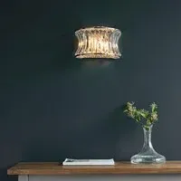 Bastrop Faceted Crystal Glass Wall Light - Bright Nickel