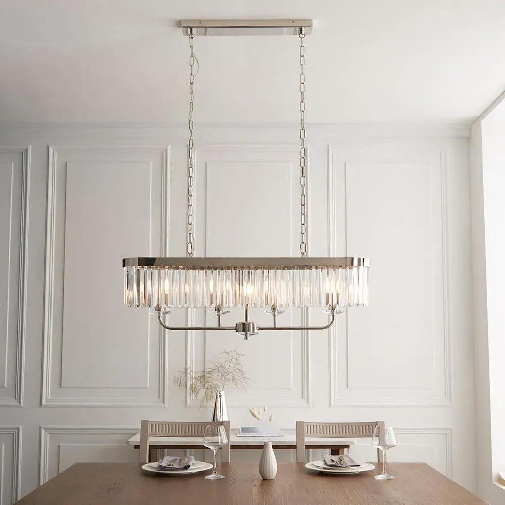 Bastrop Faceted Glass Pendant Ceiling Light - Bright Nickel