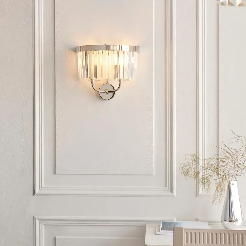 Bastrop Faceted Glass Wall Light - Bright Nickel image