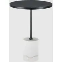 Bastrop Round Side Table with Marble Base - Black