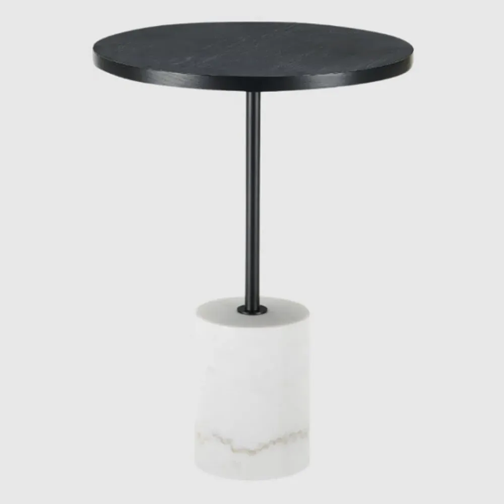 Bastrop Round Side Table with Marble Base - Black image