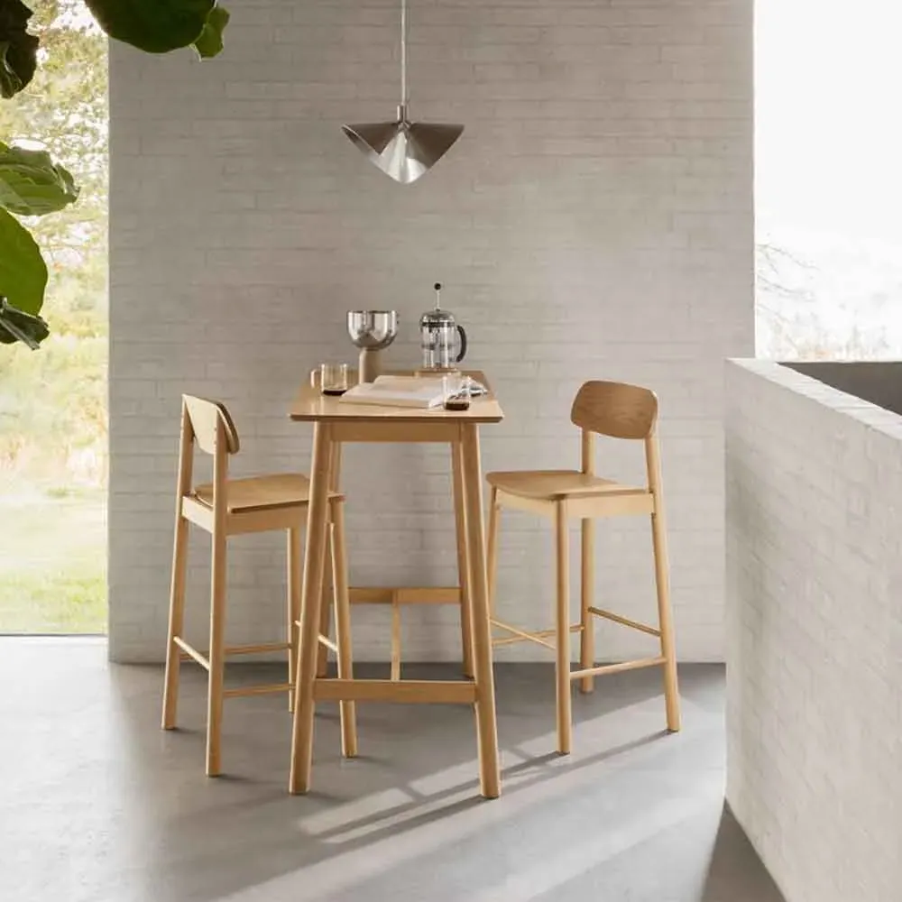 Bastrop Wooden Bar Table with 2 Stools - Matt Oak