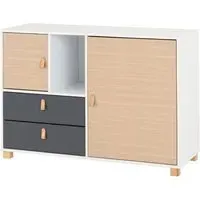 Batam Sideboard 2 Doors 2 Drawers - Grey, Oak Effect