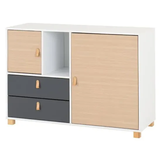 Batam Sideboard 2 Doors 2 Drawers - Grey, Oak Effect image