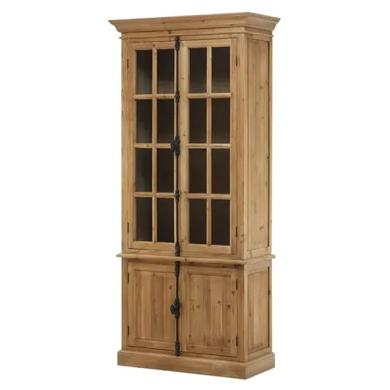 Batano Large Wooden 4 Doors Bookcase - Natural