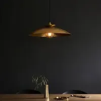 Batavia Round Metal Pendant Ceiling Light - Brass