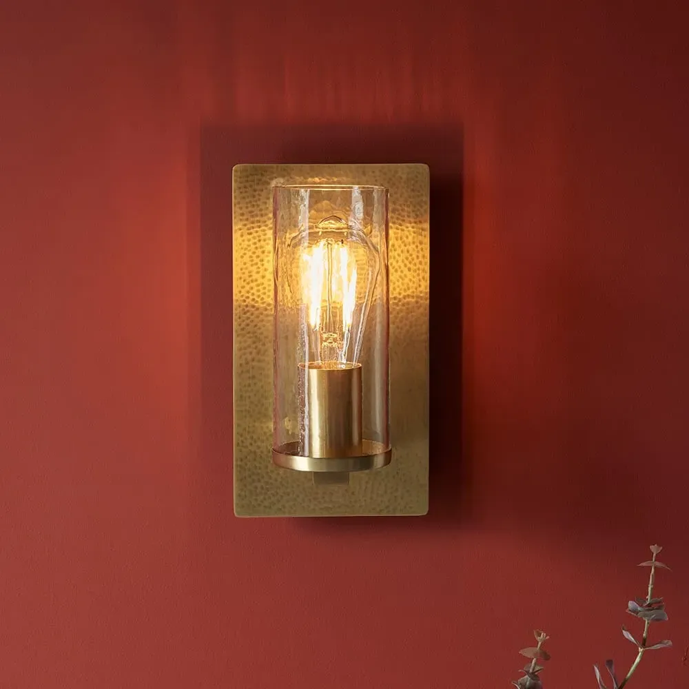 Batavia Textured Glass Wall Light - Brass image