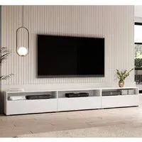 Batavia TV Stand with 4 Flip Doors - White