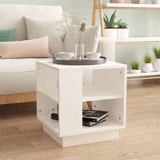 Batul Coffee Table with Undershelf - White, Engineered Wood