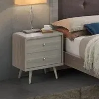 Batya Bedside Cabinet with 2 Drawers - Grey, Oak