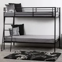 Baumer Single Bunk Bed - Black, Metal
