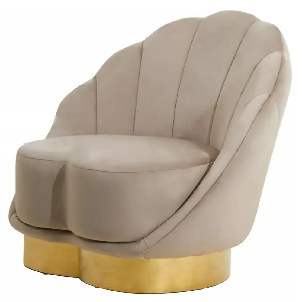 Bayfield Accent Chair with Gold Base - Mink, Velvet