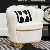 Bayfield Accent Chair with Gold Base - Off White, Velvet