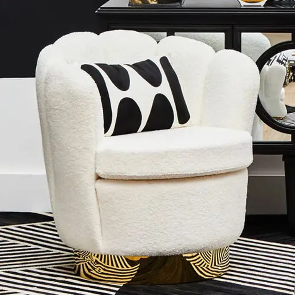 Bayfield Accent Chair with Gold Base - Off White, Velvet image