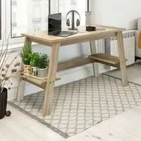 Bayfield Wooden Laptop Desk with 2 Shelves - Sonoma Oak