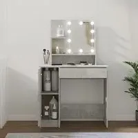 Baylah Dressing Table with LED Lights - Concrete Effect