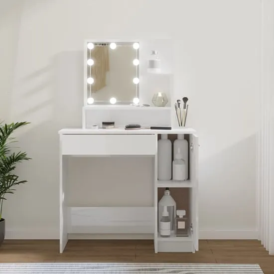 Baylah Dressing Table with LED Lights - White image