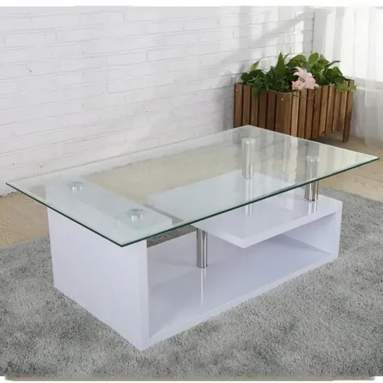 Baylee Coffee Table - Clear Glass, White High Gloss product