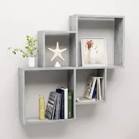 Bazyli Cube Wall Shelf - Concrete Effect, Engineered Wood