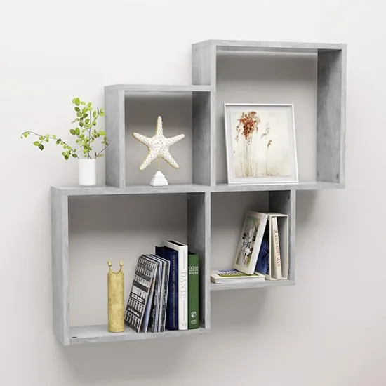 Bazyli Cube Wall Shelf - Concrete Effect, Engineered Wood image