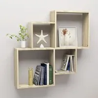 Bazyli Cube Wall Shelf - Sonoma Oak, Engineered Wood