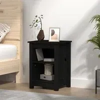 Beale Bedside Cabinet with 2 Shelves - Black, Pine