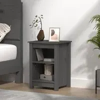 Beale Bedside Cabinet with 2 Shelves - Grey, Pine