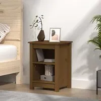 Beale Bedside Cabinet with 2 Shelves - Honey Brown, Pine