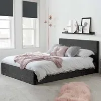 Beano Double Ottoman Bed with Storage - Black, Velvet