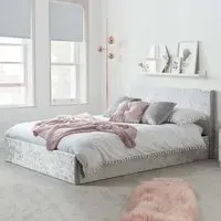 Beano Double Ottoman Bed with Storage - Steel, Velvet