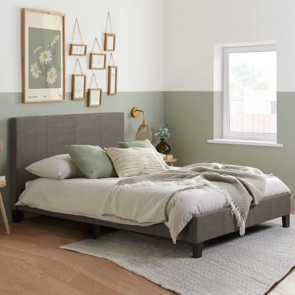Beano King Size Bed Frame - Grey, Fabric