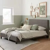 Beano Single Bed Frame with Padded Headboard - Grey, Fabric