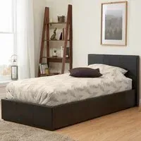 Beano Single Ottoman Bed with Storage - Brown, Faux Leather