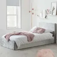 Beano Single Ottoman Bed with Storage - Steel, Crushed Velvet