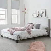 Beano Small Double Bed Frame - Steel, Crushed Velvet