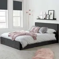 Beano Small Double Ottoman Bed with Storage - Black, Crushed Velvet
