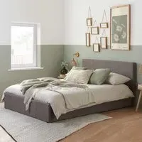 Beano Small Double Ottoman Bed with Storage - Grey, Fabric