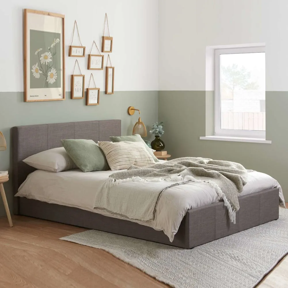 Beano Small Double Ottoman Bed with Storage - Grey, Fabric