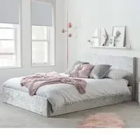 Beano Small Double Ottoman Bed with Storage - Steel, Velvet