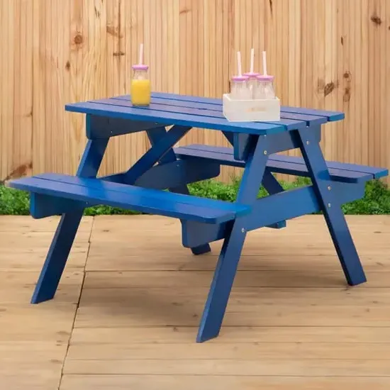 Beata Outdoor Wooden Kids Picnic Bench - Blue product